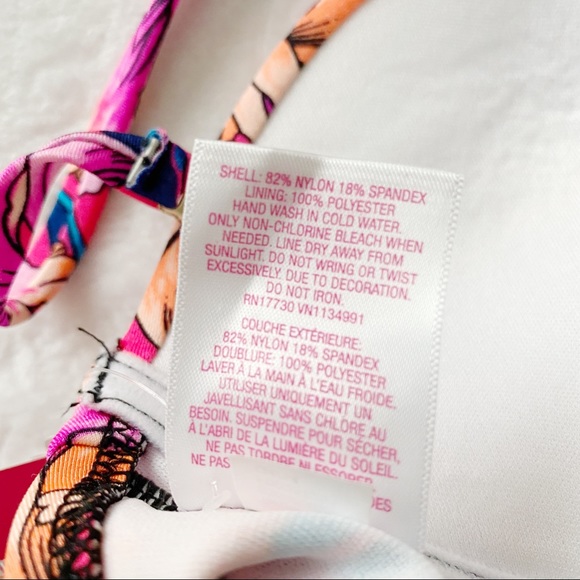 NWT Push Up Cut Out Tropical Floral Print and Stripes Bikini Top - Picture 5 of 8
